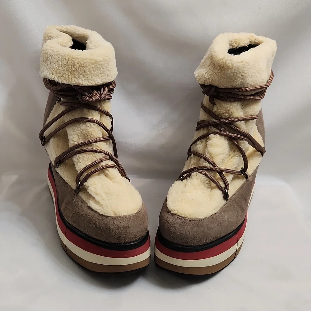 Paloma Barceló Kiran Suede Platform Genuine Shearling Lining Booties (W Size 40) - Picture 1 of 15